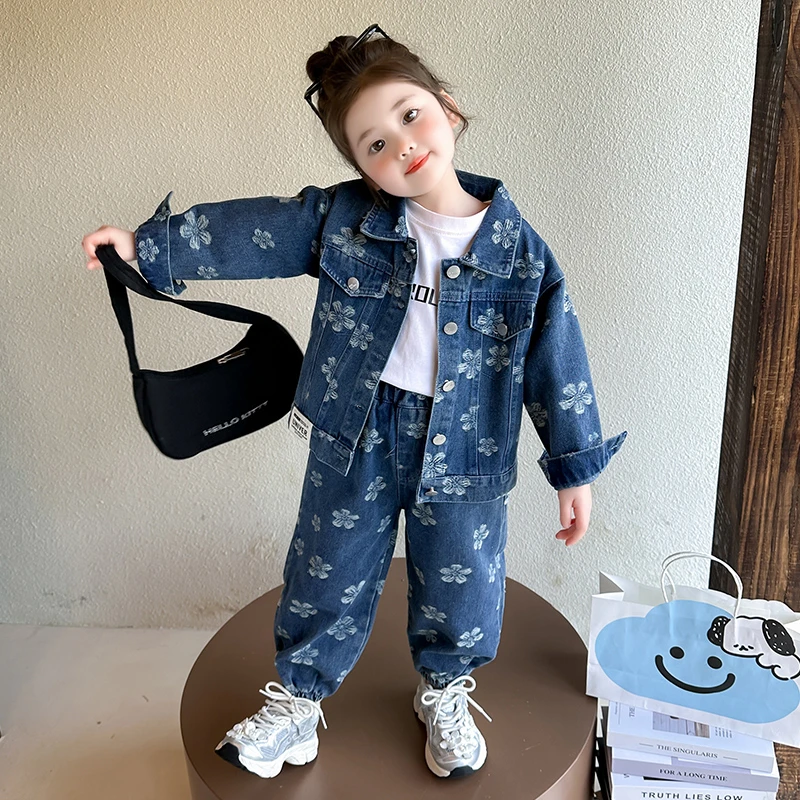 女童牛仔套装洋气儿童春秋外套2025新款女宝宝休闲两件套小女孩潮