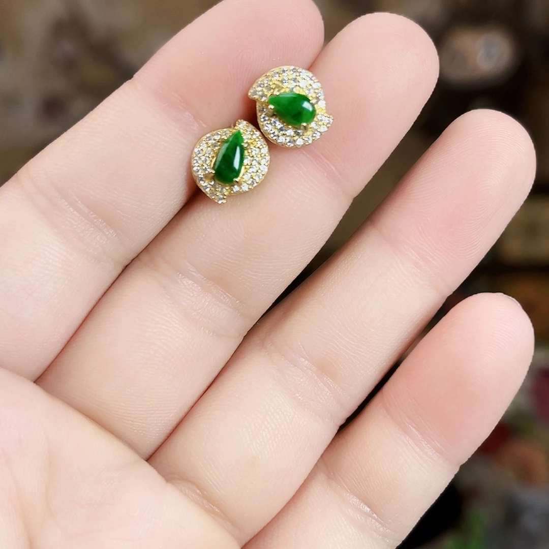 翡翠银S925镶嵌颈饰耳饰