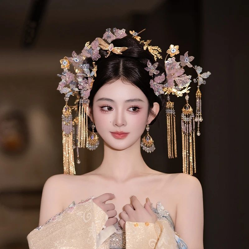 合金婚庆饰品 新娘减龄古风浅色唯美新中式秀禾发簪晨袍配饰G0242