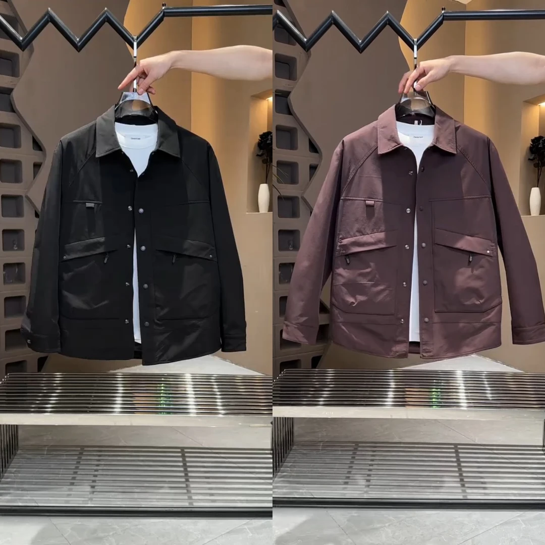 春秋款高品质翻领工装休闲外套欧若风美式潮流宽松潮流简约夹克