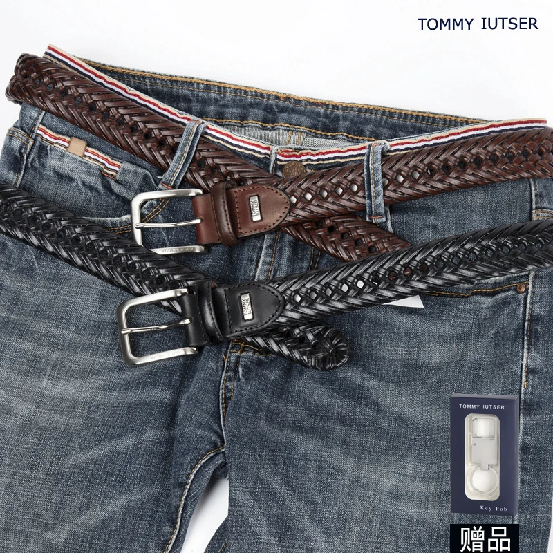 TOMMY IUTSER汤米皮带男真皮编织腰带潮休闲年轻人百搭纯牛皮裤带