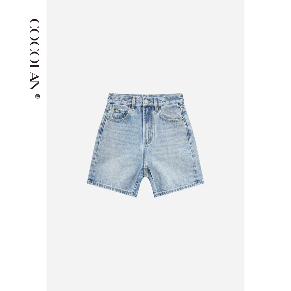 COCOLAN【垦丁牛仔】100棉牛仔短裤五分裤女CL1DK655