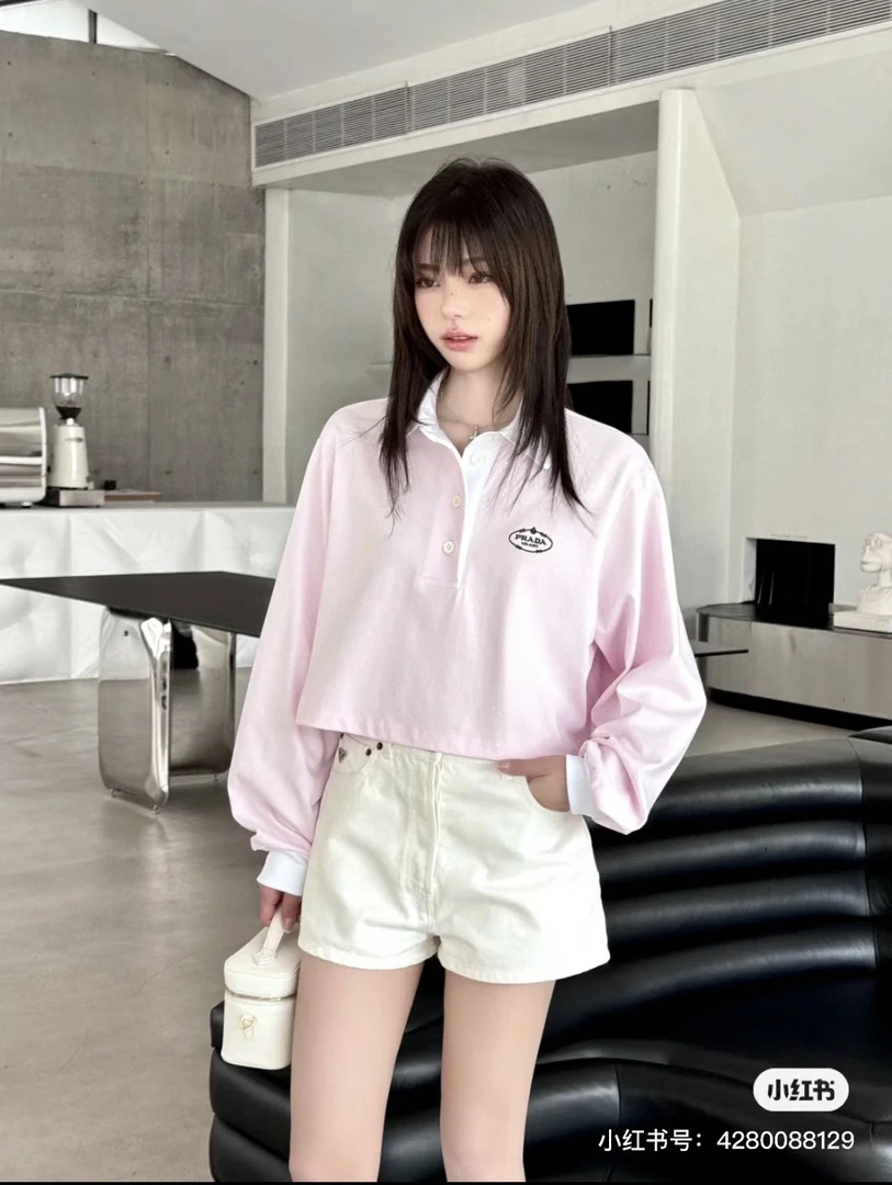 未使用 Prada/普拉达 粉色Polo衫L码00953