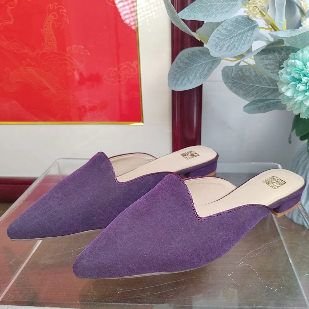 2025年春夏新款新中式香云纱半拖时尚百搭女鞋