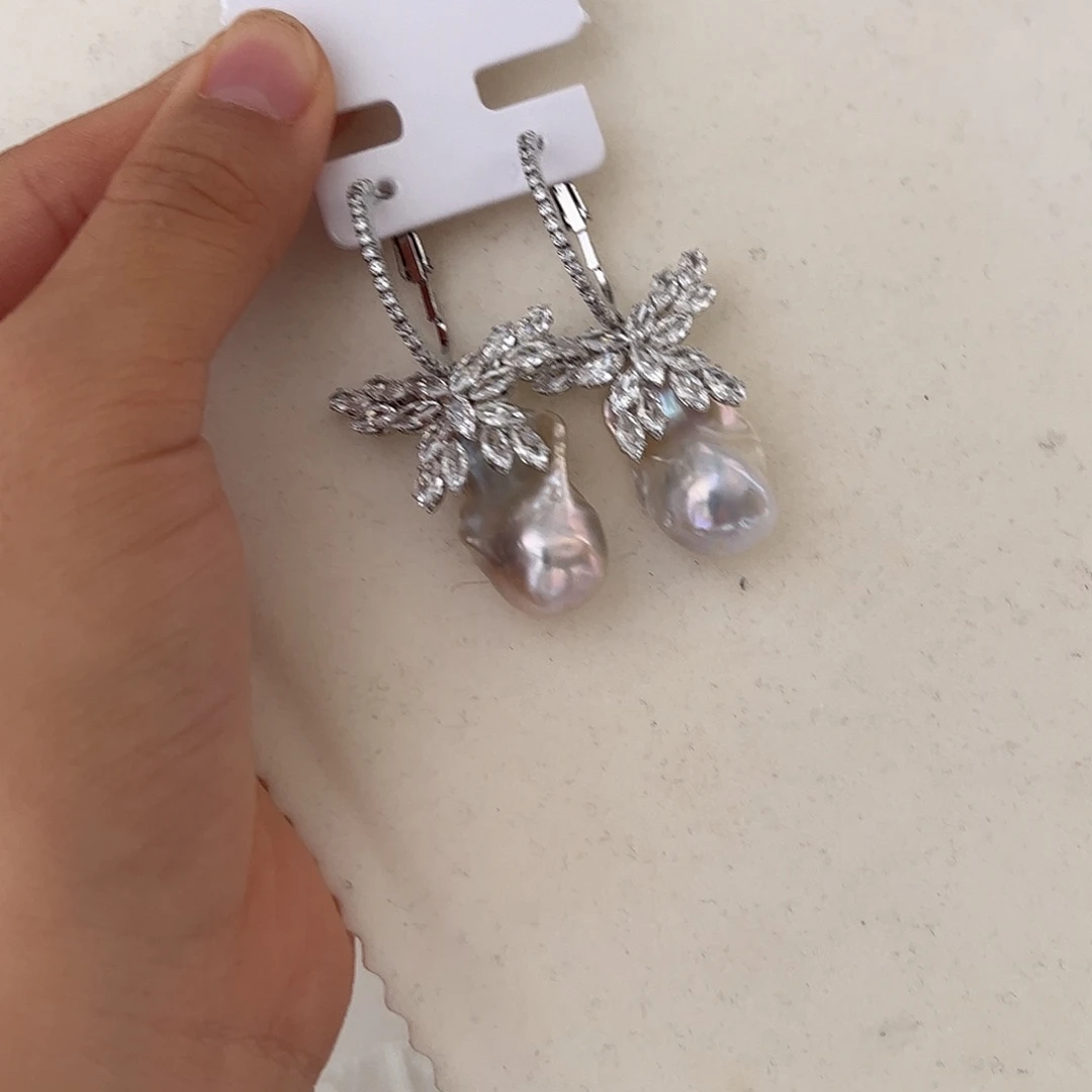 合金淡水珍珠耳饰