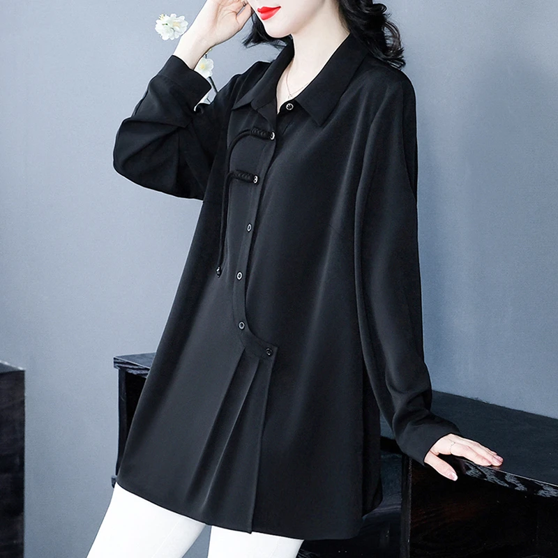 苏兰诺大码女装新款衬衫加肥加大衬衣宽松遮肉显瘦长袖上衣240176