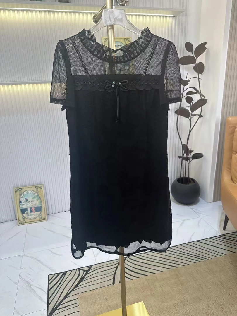 【JX5008黑色气质裙】麦多多专属2025时尚百搭洋气夏季中长款连衣裙