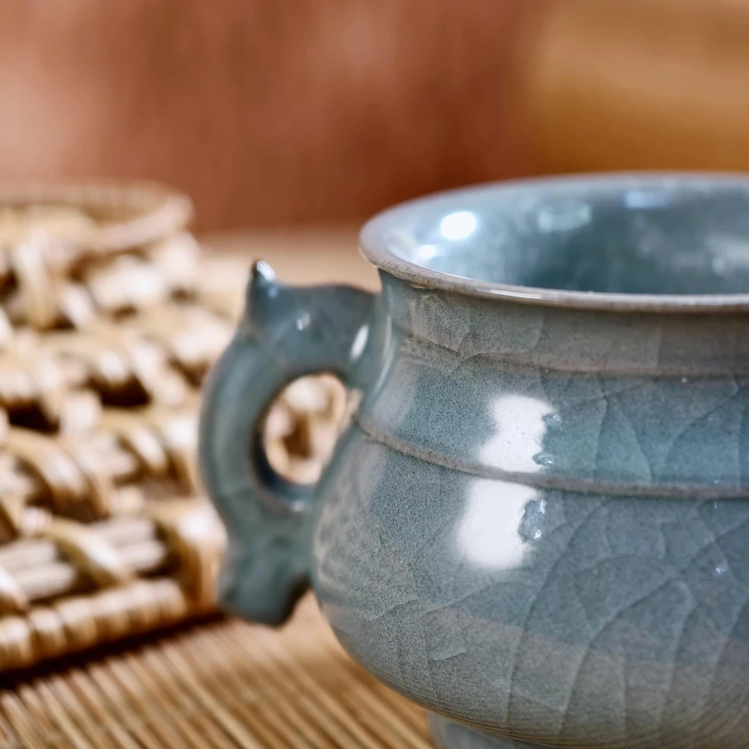 闻思香堂  龙泉青瓷【柴烧簋式炉】 香薰炉