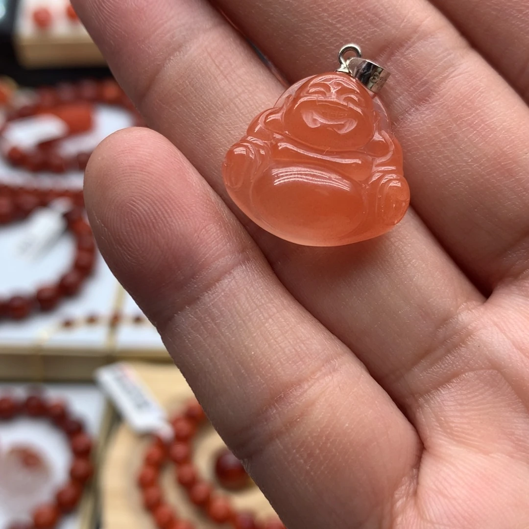 南红玛瑙吊坠银S925镶嵌
