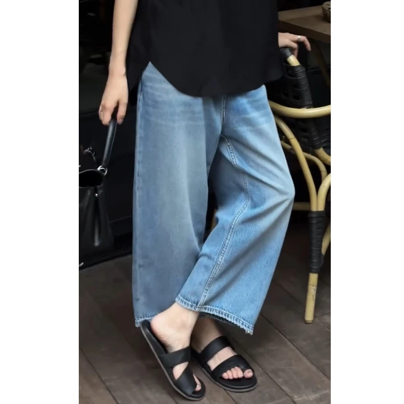 牛仔裤女2025夏季新款爆款裤子显瘦高腰九分裤时尚百搭韩系阔腿裤