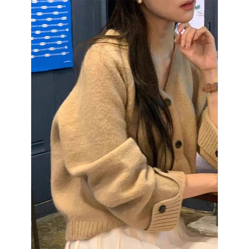 Miss sumeyY3662自制温柔软糯设计款翻边毛衣外套休闲百搭针织衫