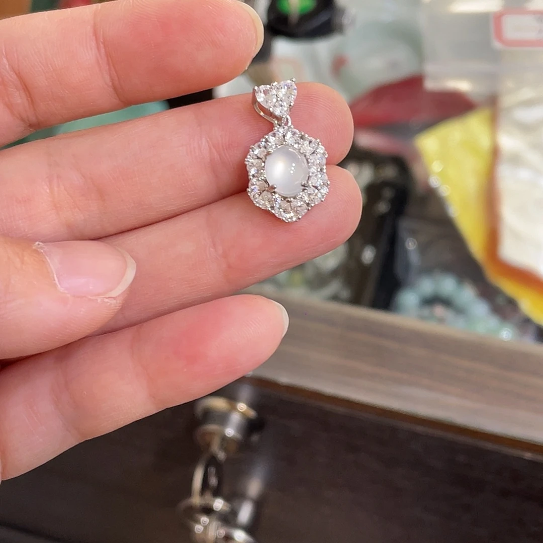 翡翠银S925镶嵌吊坠(不含链)