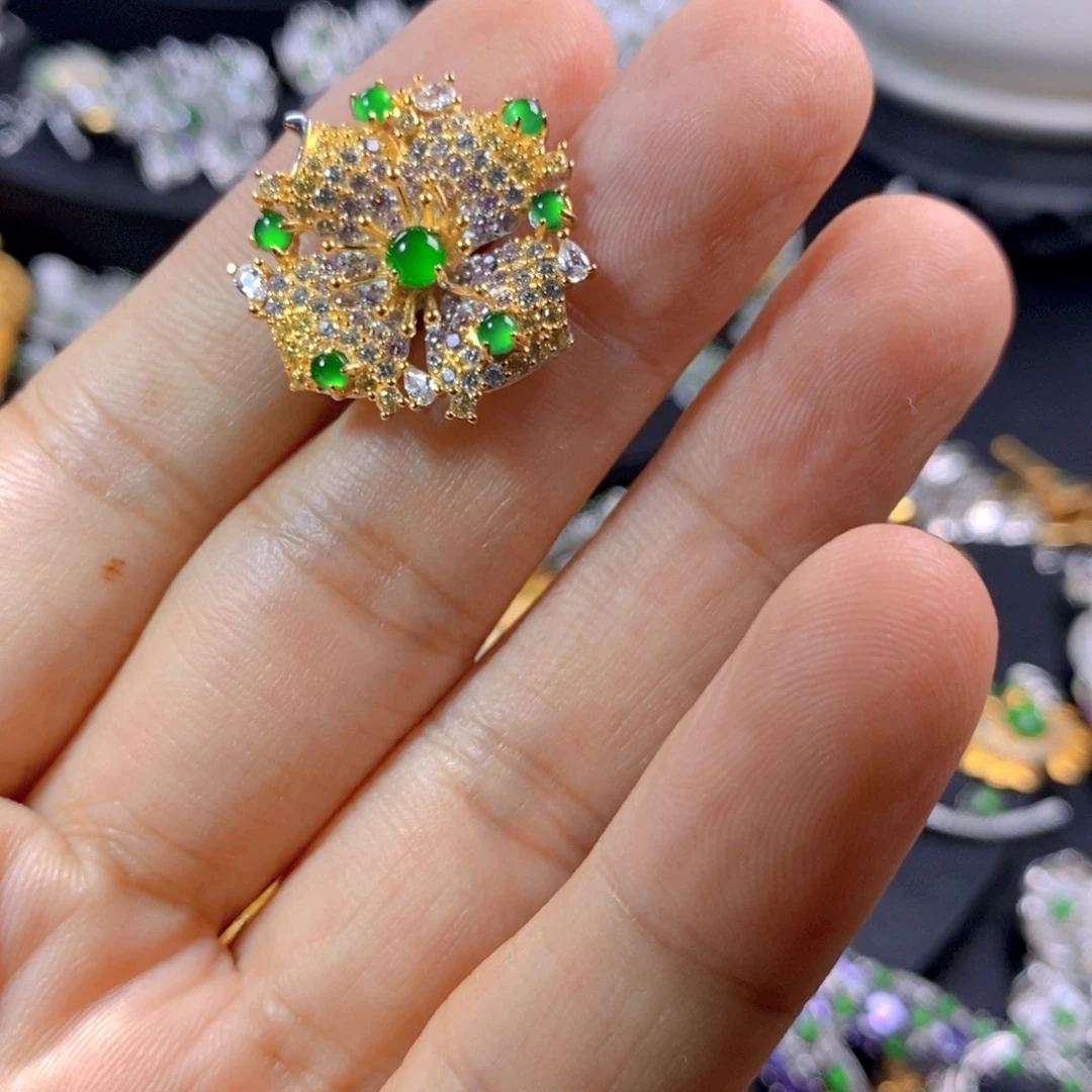 翡翠银S925镶嵌颈饰天然翡翠