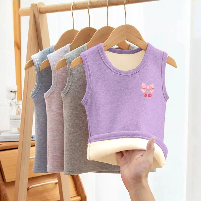 女童背心上衣宝宝外穿男童新款秋冬季2025中大童加绒马甲保暖打底