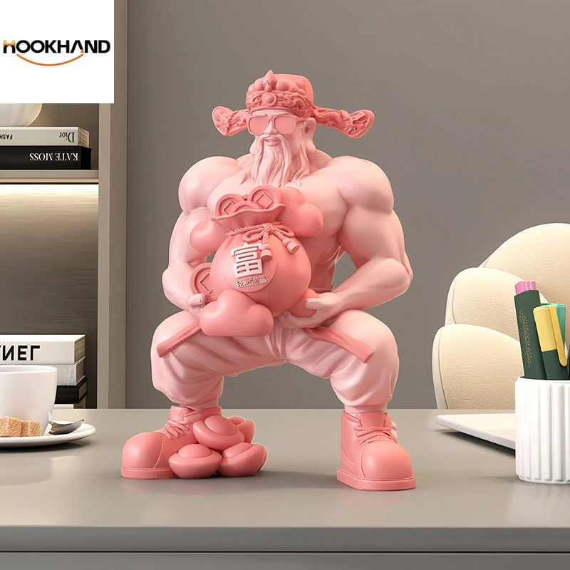 肌肉财神桌面生日乔迁开业礼物摆件客厅酒柜装饰品办公室工位摆设