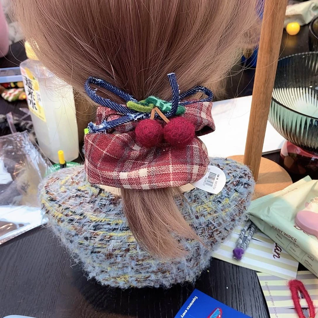 布艺铁合金樱桃发圈新款