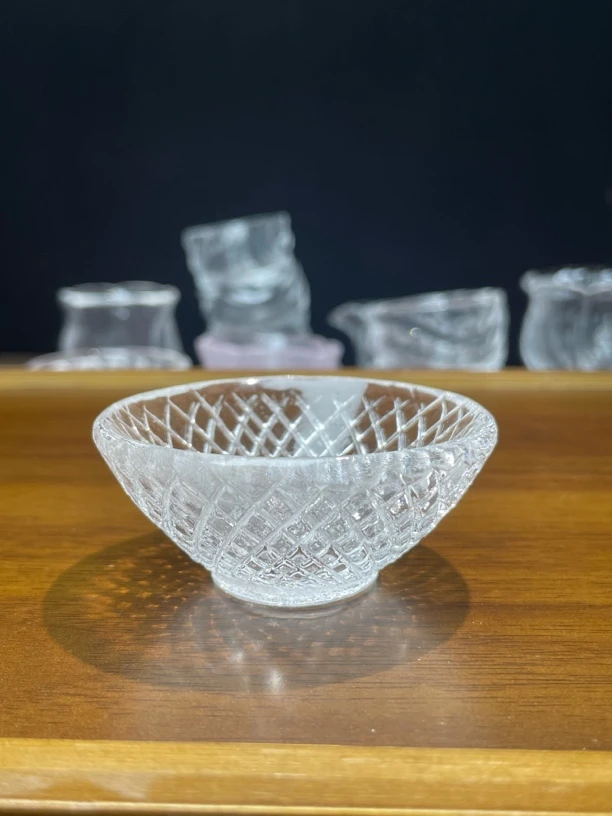 【达明】原矿水晶中式高档轻奢手工家用茶桌功夫茶具网纹小杯主人杯