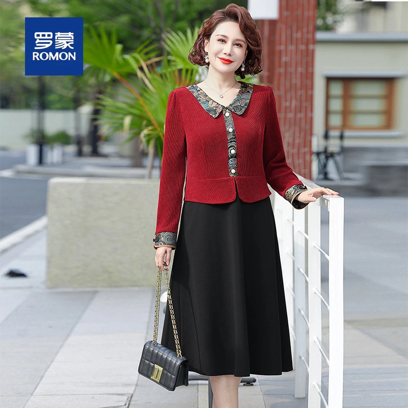 罗蒙喜婆婆婚宴装中式连衣裙2025新款春秋妈妈结婚礼裙子平时可穿