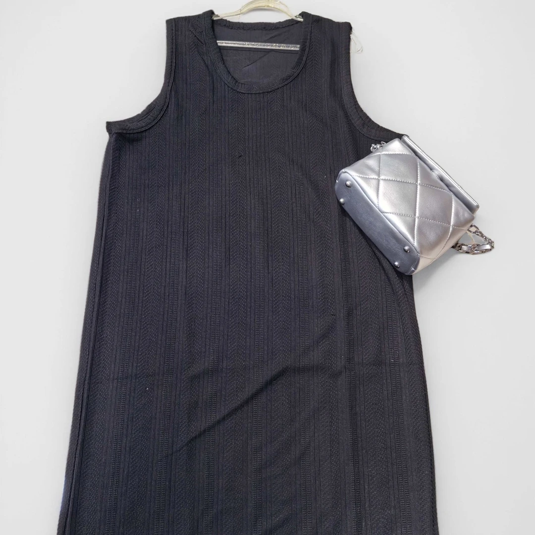 3275慵懒风休闲简约圆领背心裙秋季直筒显瘦垂感针织长裙女无袖