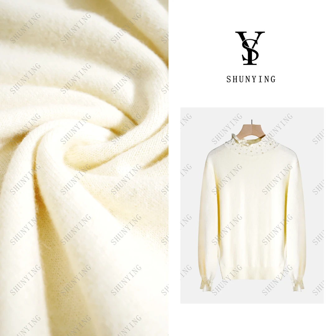 【仟娜】舒适到飞！法式温柔风半高领花边领钉珠毛衫SY66MS5561