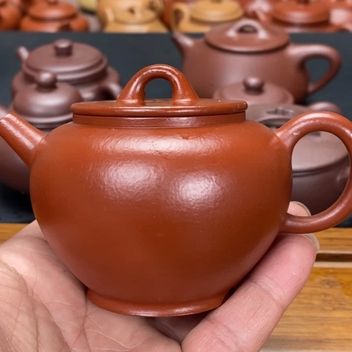 紫砂茶壶原矿朱泥平盖