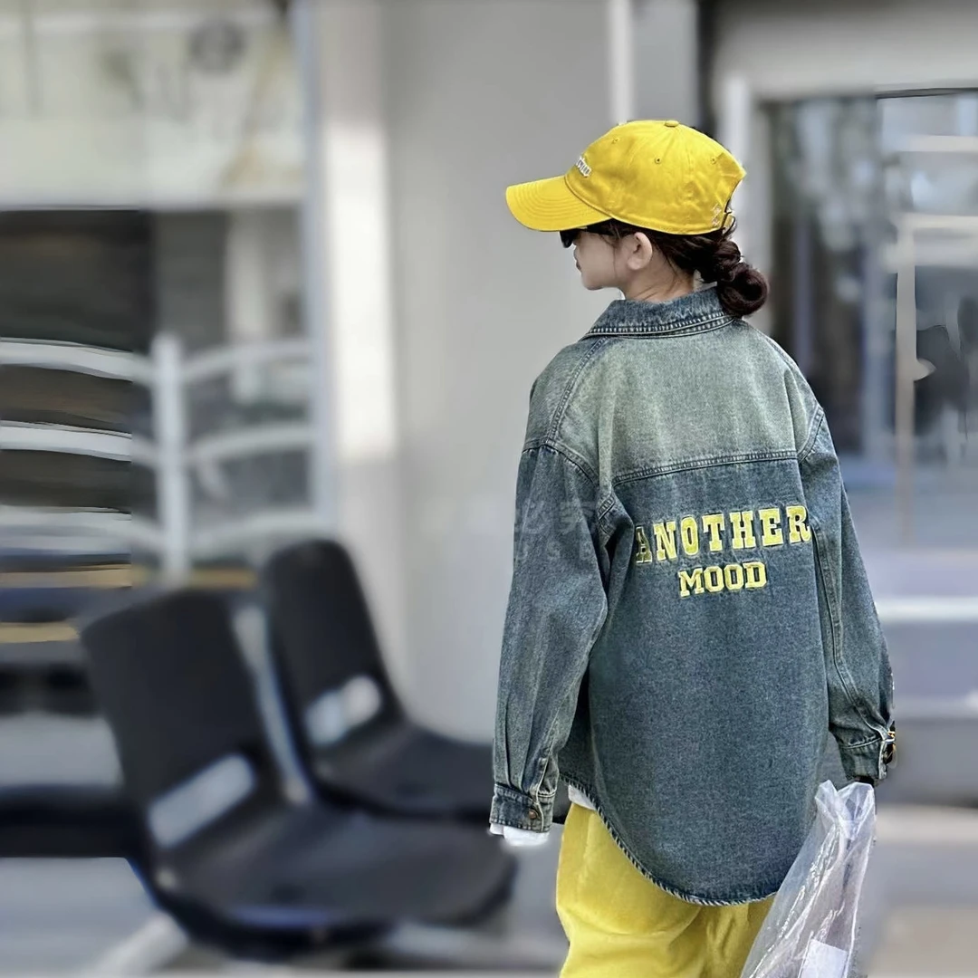 中大童女童衬衫2025年春季新款牛仔时尚潮流牛仔衬衫2025117