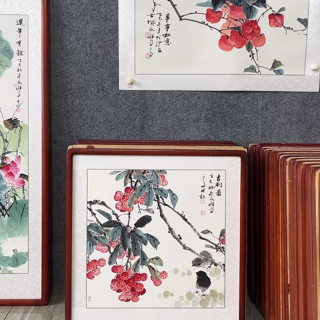 国画书画作品带框63×63