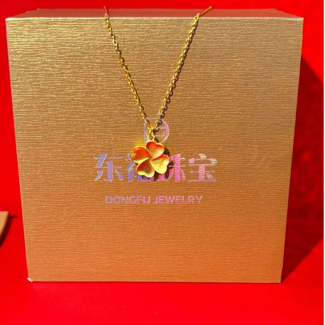 链子足银 四叶草项链轻奢时尚女士小众经典旋转坠链素款