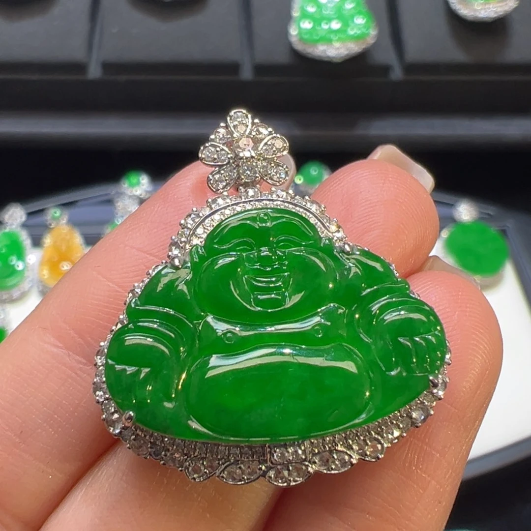 翡翠颈饰18K金镶嵌48小时鉴赏期 超时不退不换