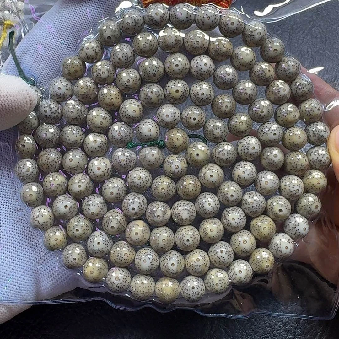 星月菩提手串10mm石玉料圆珠（轻微氧化