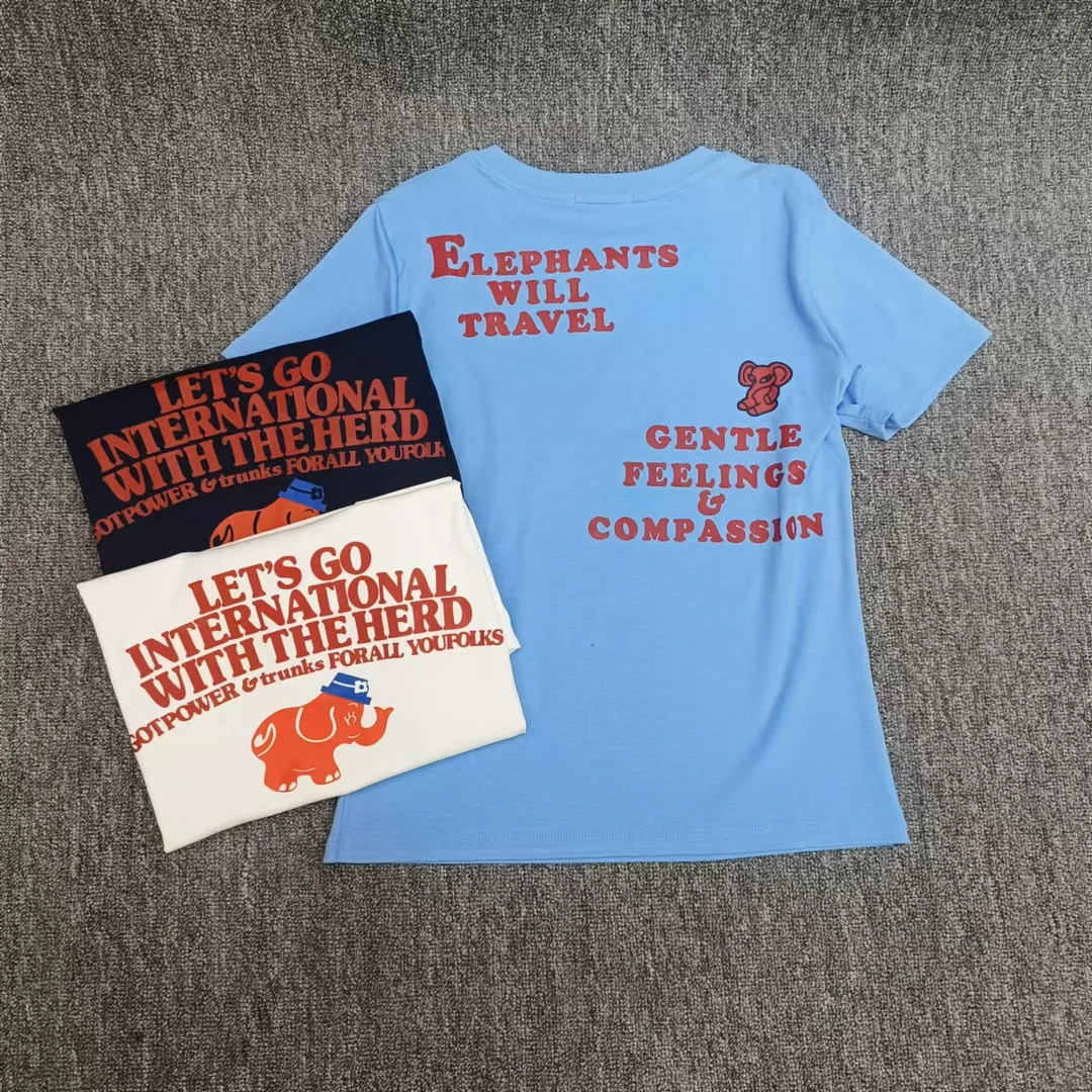 潮牌时尚休闲小象AB面修身显瘦正肩分码T恤