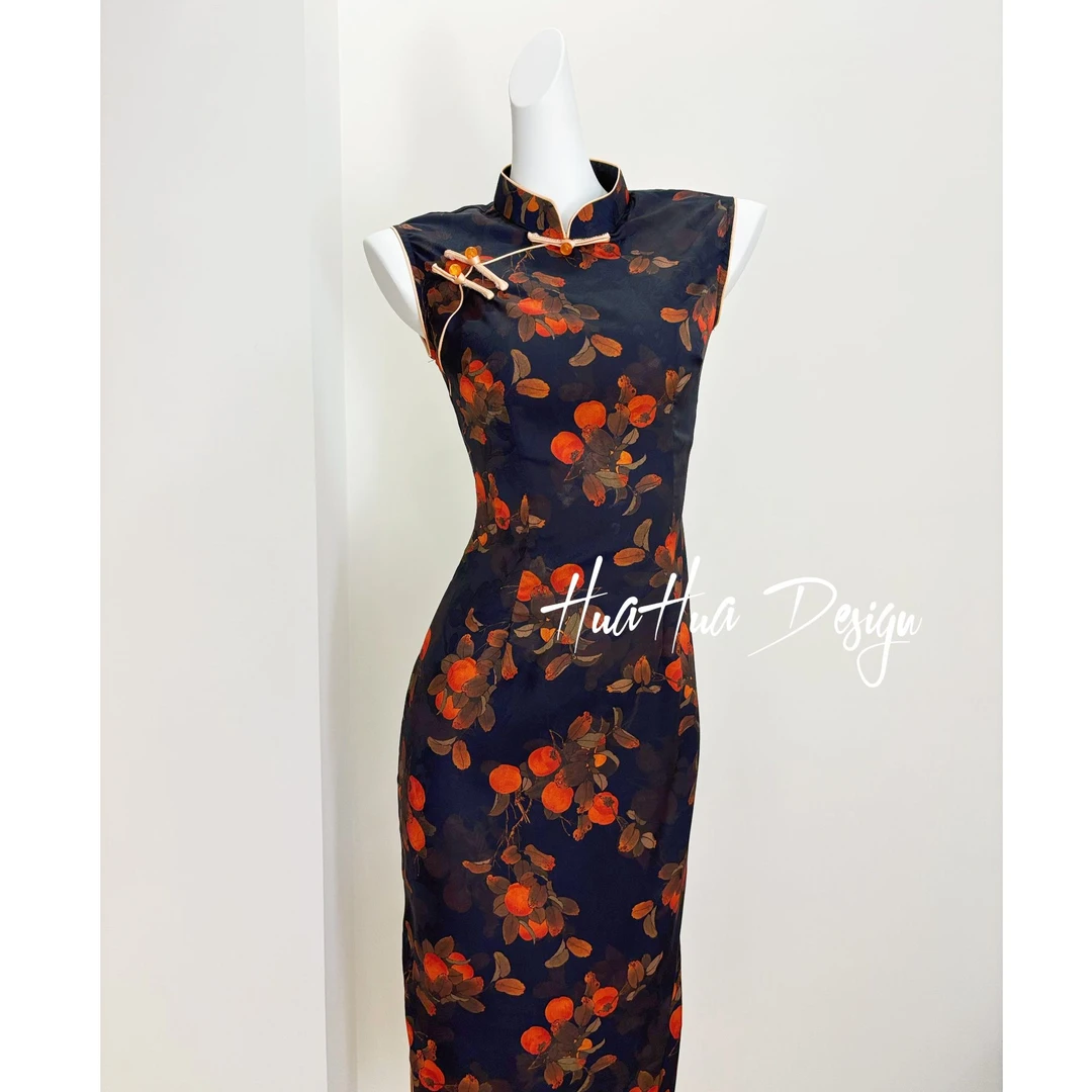 苏故里【柿柿如意】文艺复古夏季日常旗袍立领显瘦修身单层衣长120