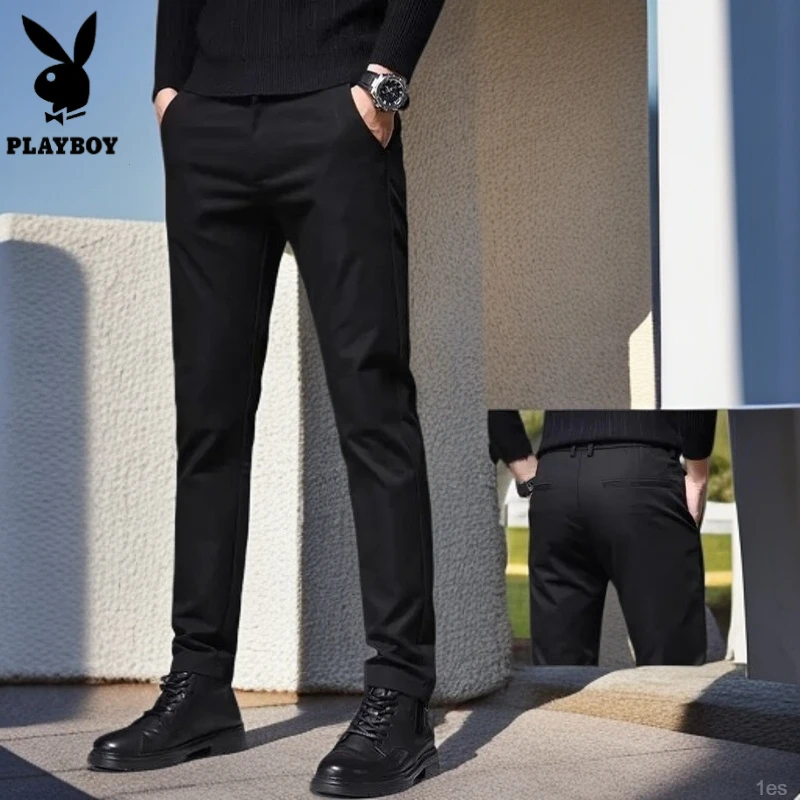 花花公子商务西裤2025直筒春季男士休闲裤修身新款弹力休闲裤男士