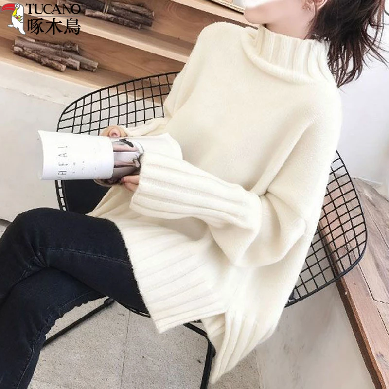 啄木鸟秋冬高领毛衣女装新款慵懒风显瘦高级感外穿上衣保暖针织衫