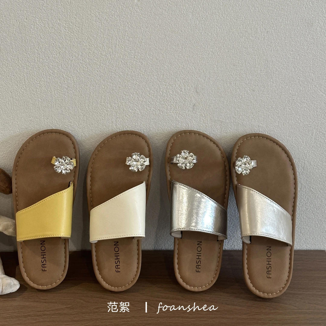 百搭少女钻韩版修面皮修面人字拖舒适软底欧若智性风拖鞋