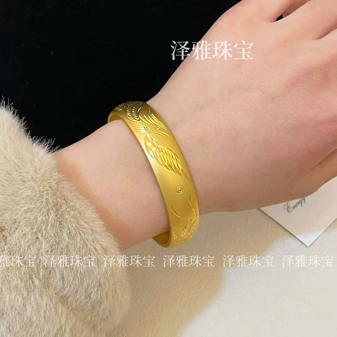 铜合金手镯 【高货版】龙凤呈祥宽版开口推拉手镯