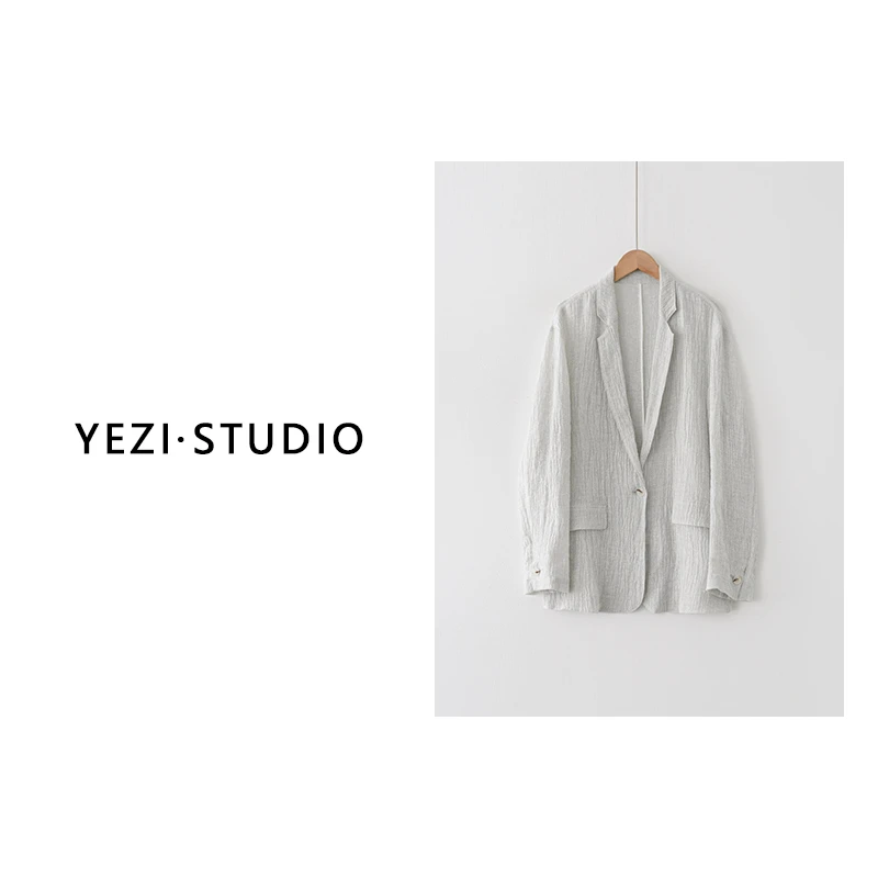 亚麻混纺西装外套时尚气质轻薄防晒西装24215616