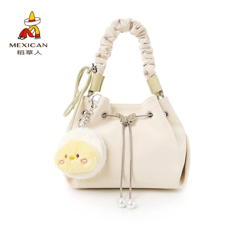 Mexican/稻草人2025夏季新款时尚百搭简约风抽绳蝴蝶福袋包包测