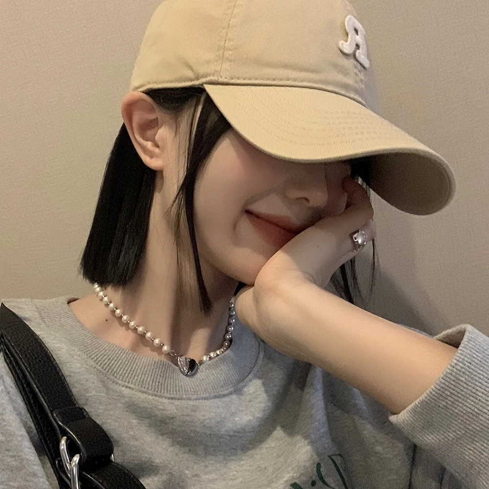 红色棒球帽女帽子2025春夏新款软顶大头围大帽檐显脸小鸭舌帽男