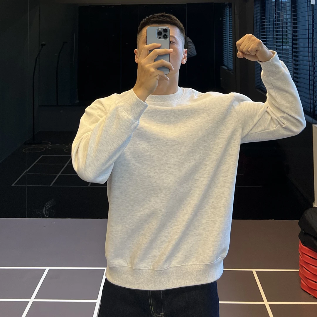 IRONTRAP纯色运动卫衣男净版宽松休闲长袖T恤训练健身衣服秋冬季