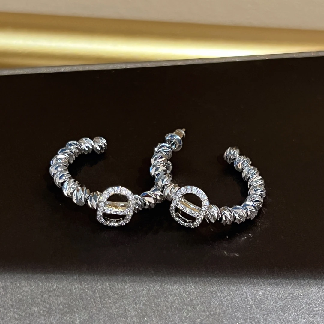 合金合成锆石耳饰 杨杨babytime欧美风波光粼粼C型镶钻猪鼻子耳圈