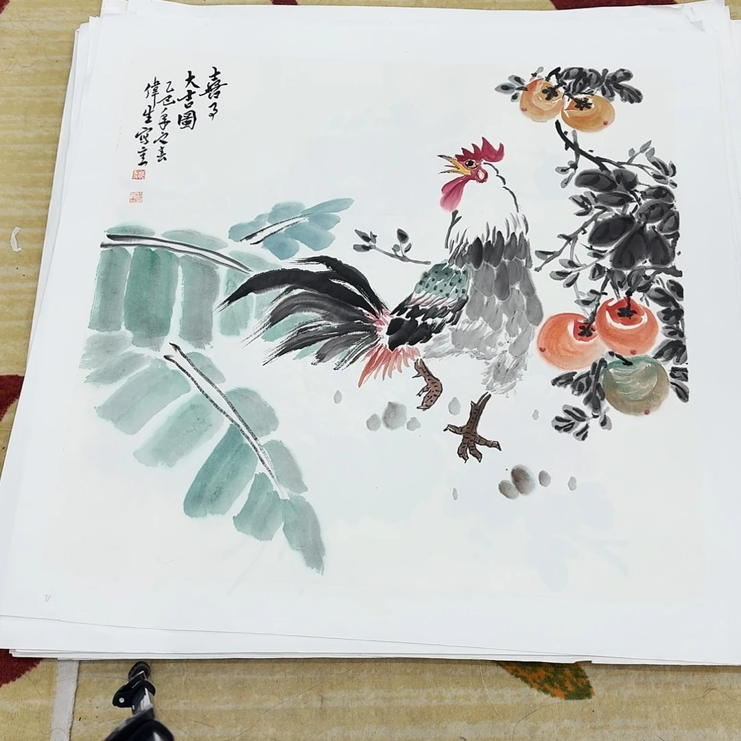 国画四尺斗方手绘作品