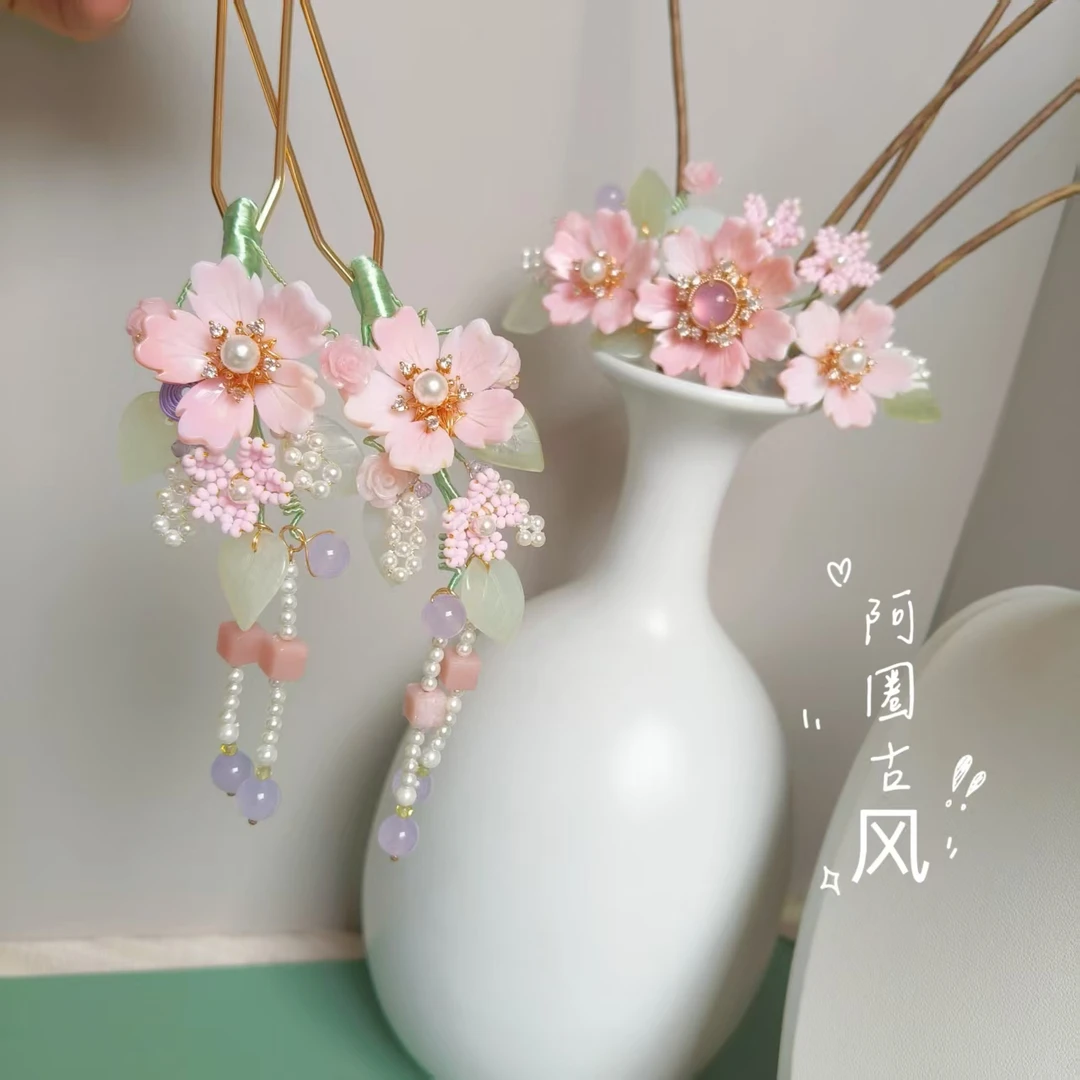 《阿圈》匠心系列 【月汐】女皇贝套装 汉服配饰小众饰品