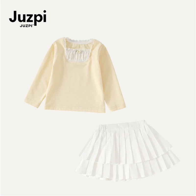 橘止皮 女童春秋季纯色韩版套装短裙athflow风QT252122