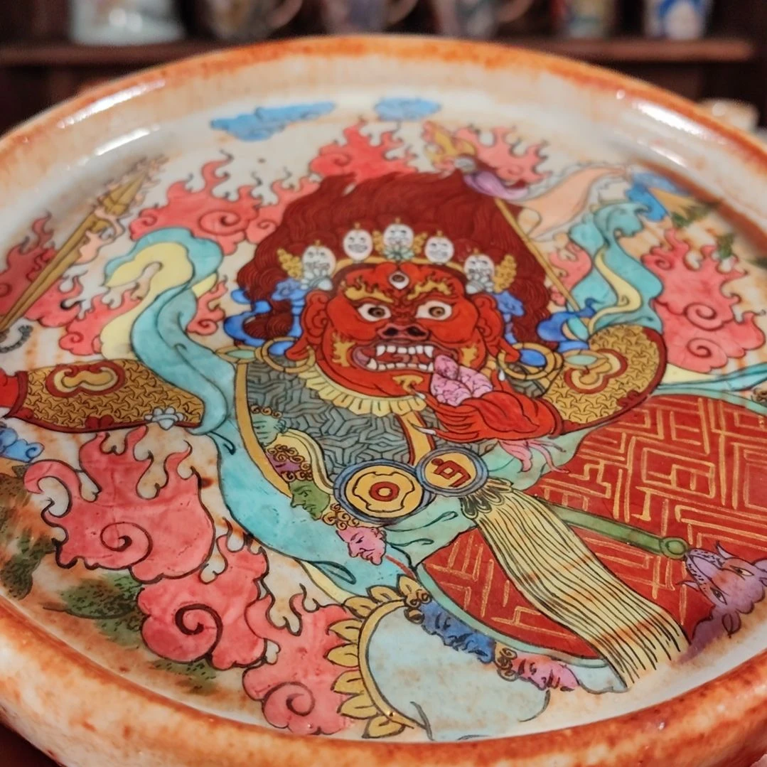 摆件王*茶旧款大红司命主赏盘