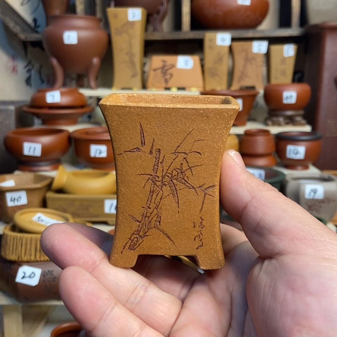 紫砂花盆苏兵，内口经尺寸5×3×6