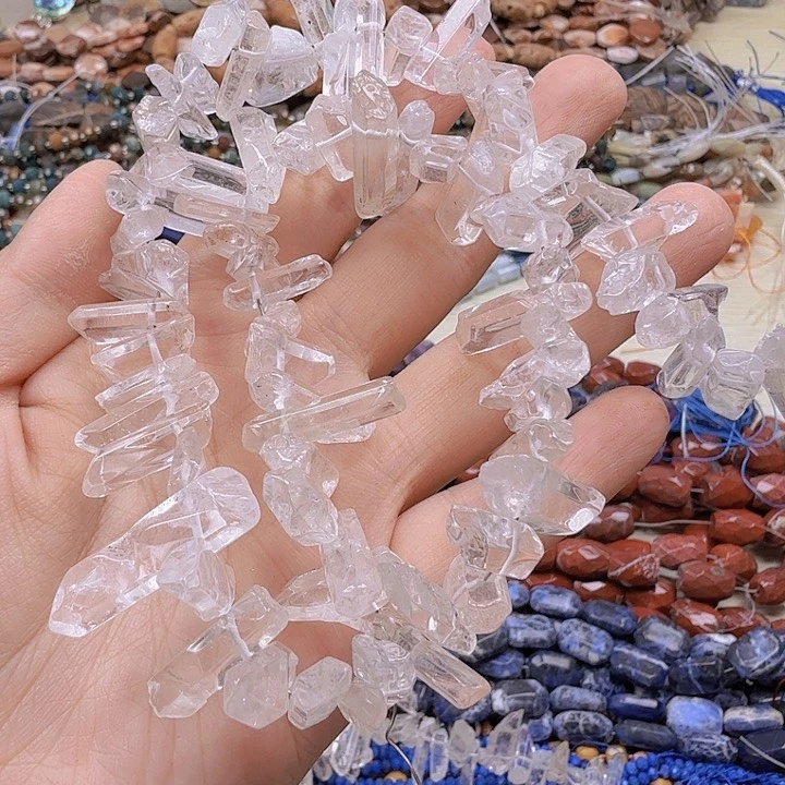 水晶珠宝半成品未镶嵌白水晶柱子一条