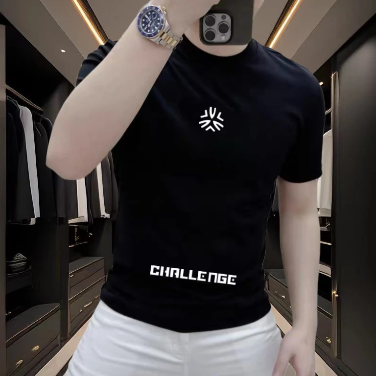 2025新款重磅百搭短袖t恤男潮牌潮流印花半袖体恤打底衫上衣夏