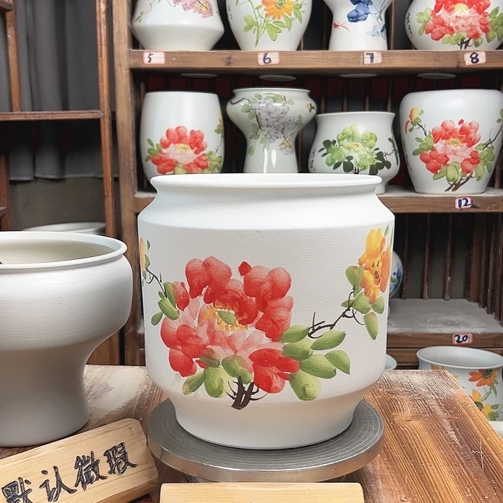 摆件电饭煲红牡丹新款陶瓷陶瓷