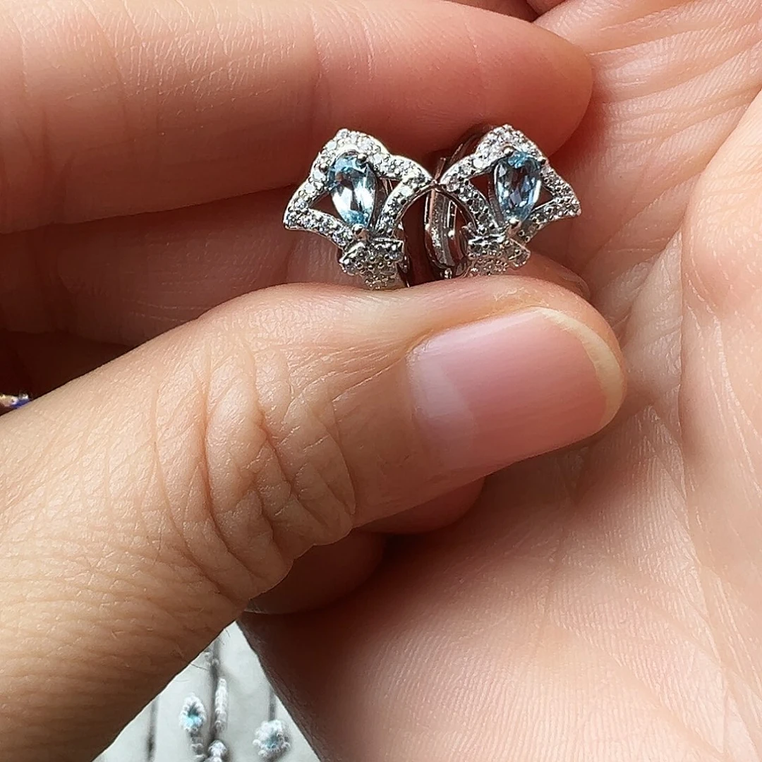 耳坠海蓝宝石银S925镶嵌